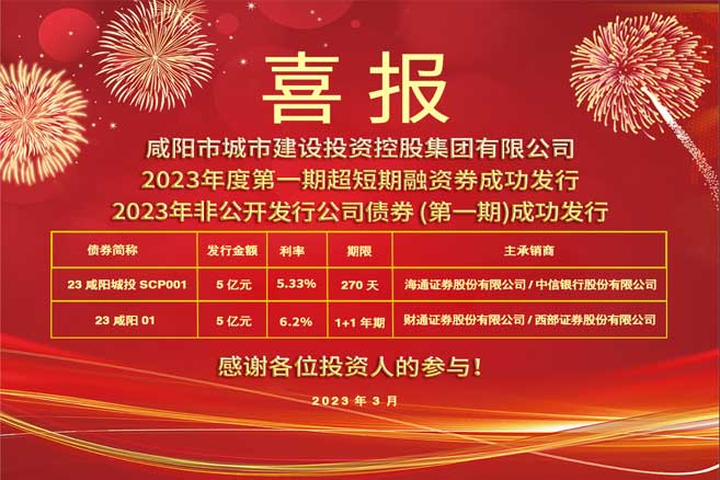 市城投集團2023年度第一期超短期融資券 、2023年非公開發(fā)行公司債券（第一期）成功發(fā)行